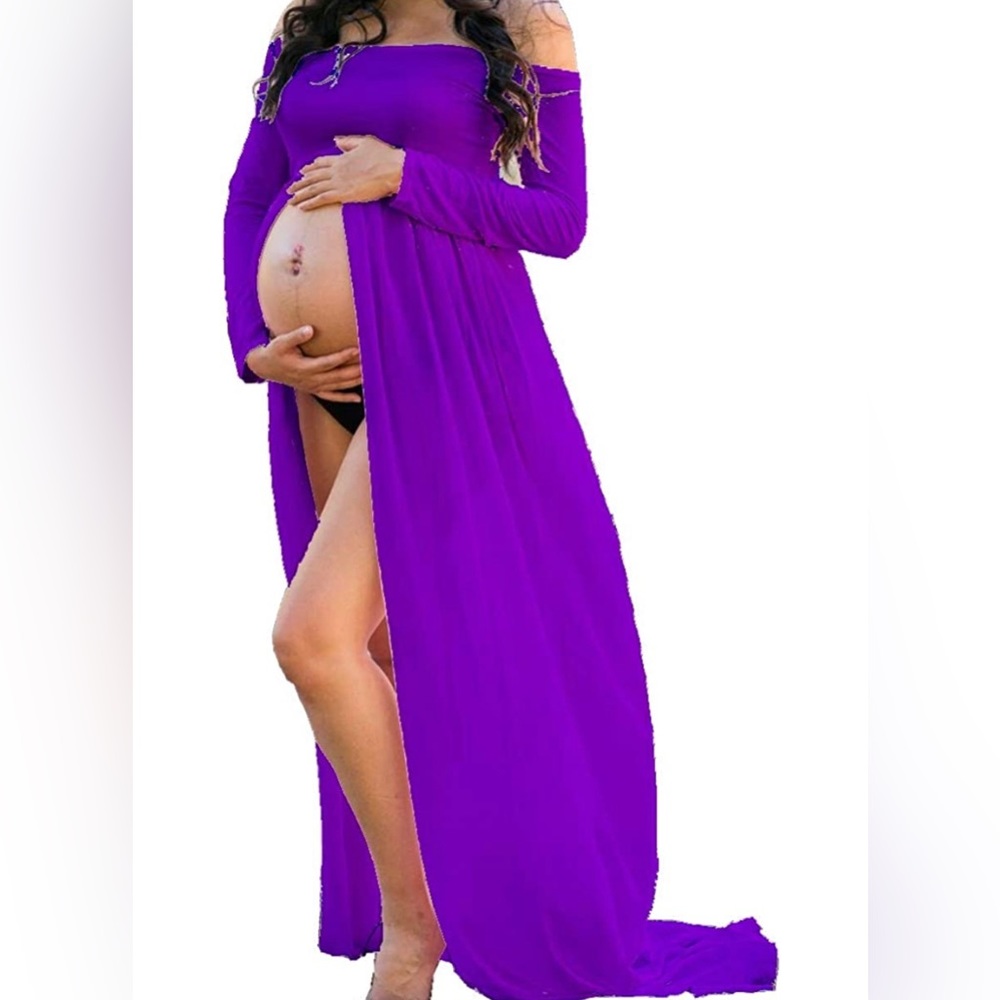 Maternity maxi dress sheer for photoshoot